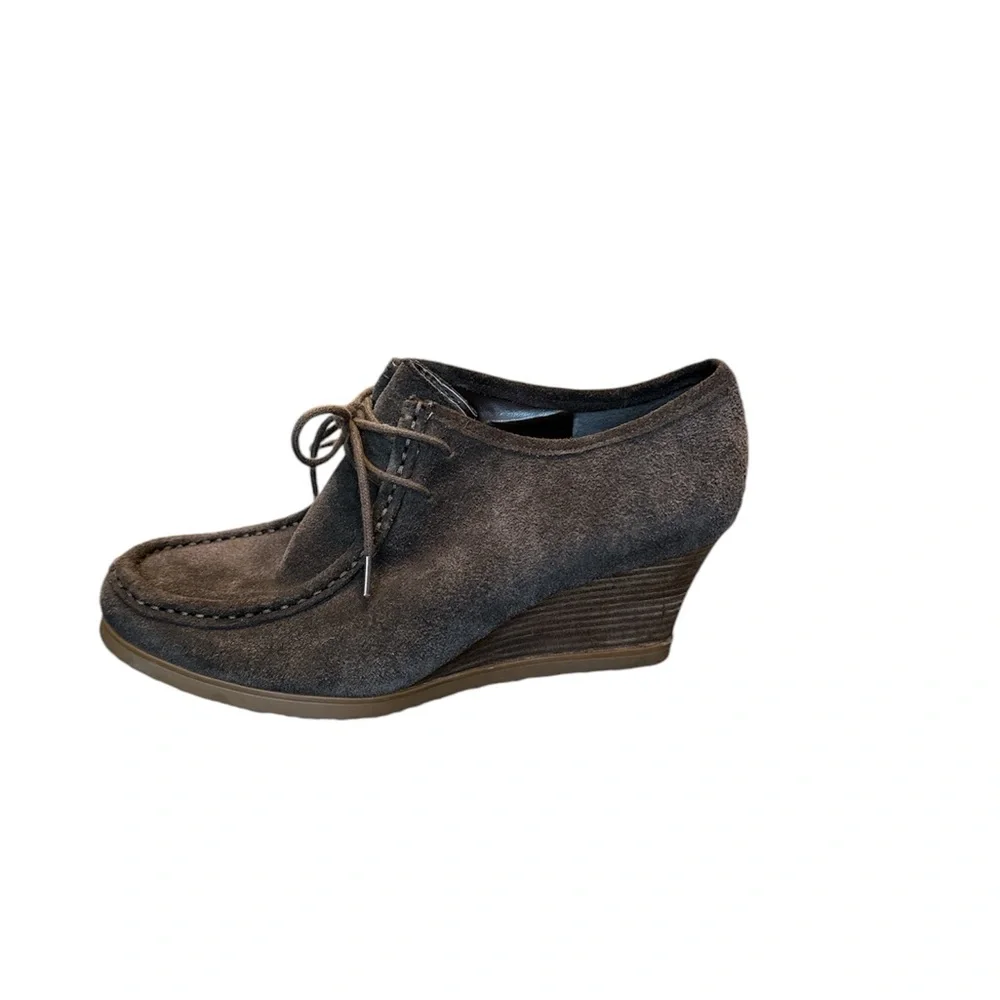 Lauren Ralph Lauren Women’s Denver Wedge Brown Suede Lace‎ Up Booties Size 7.5B
